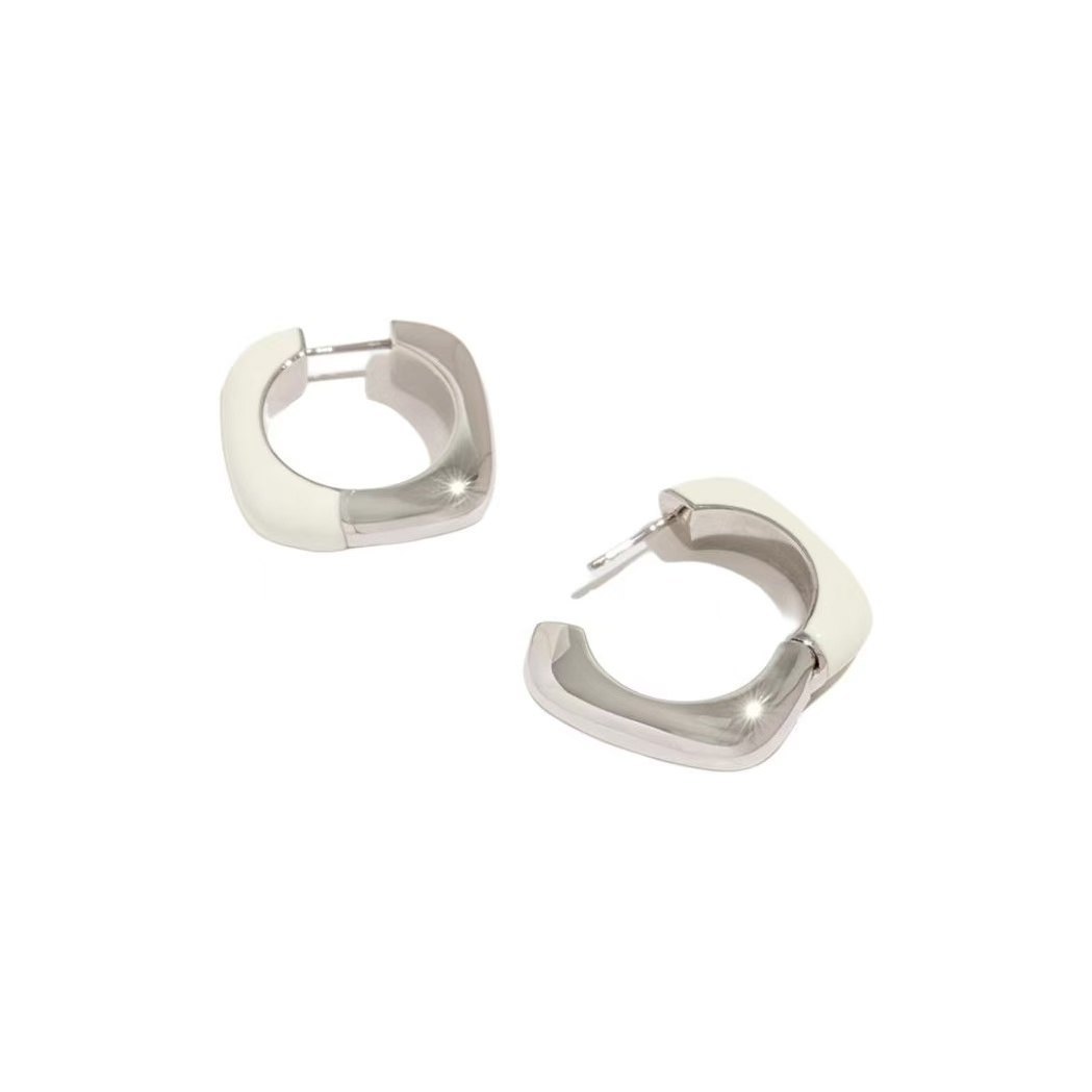 Square Two-Tone Hoop Earrings ready stock fashion jewelry wholesale style