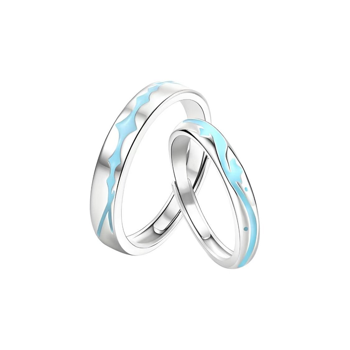 Wave Couple Ring Set ready stock fashion jewelry wholesale style